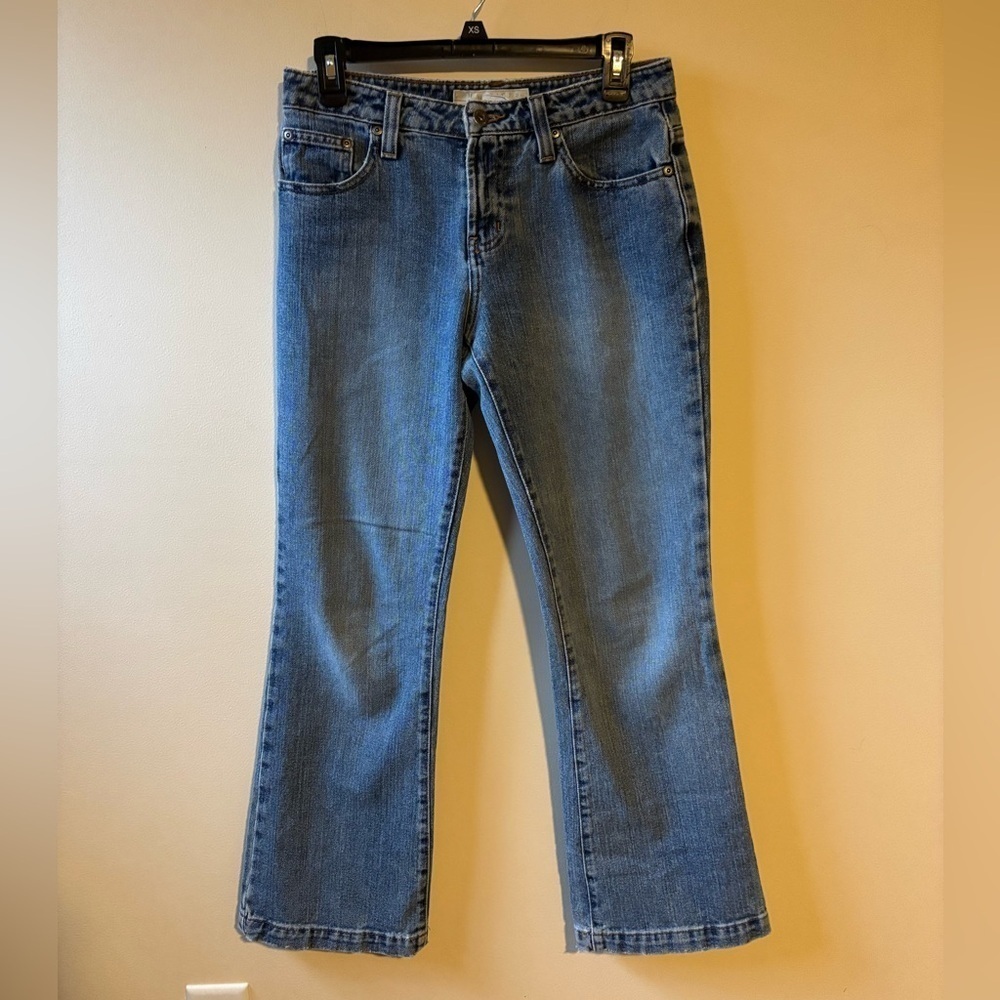 Low rise boot cut denim jeans